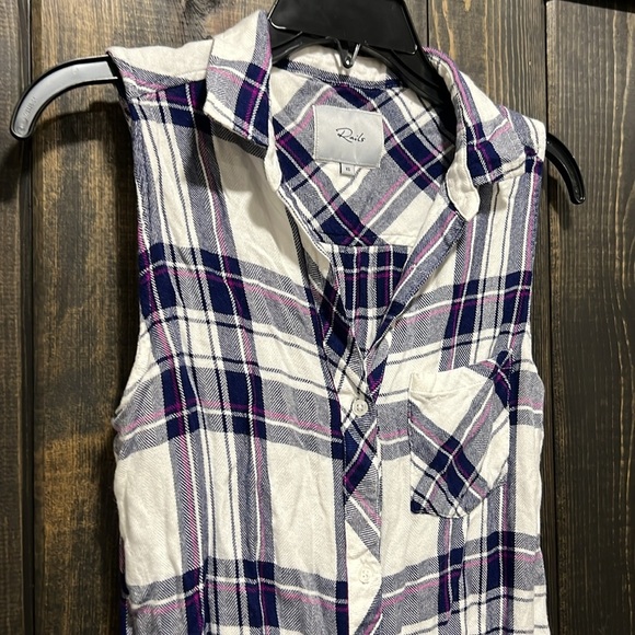 Rails Jordyn Tunic Dress Top XS Blue Orchid Plaid Rayon Side Slits Beach Cover - Picture 3 of 11